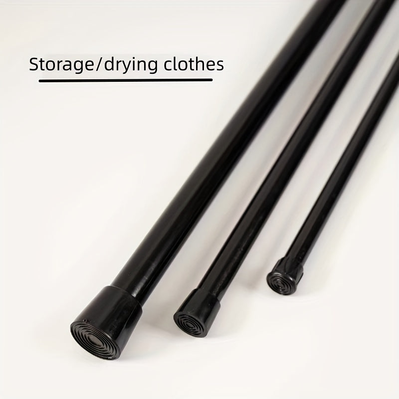 An assortment of punch-free telescopic rods available in different lengths, including curtain rods, balcony clothes drying rods, door curtain rods, installation-free single-pole clothes hanging rods, shower curtain rods, and support rods.