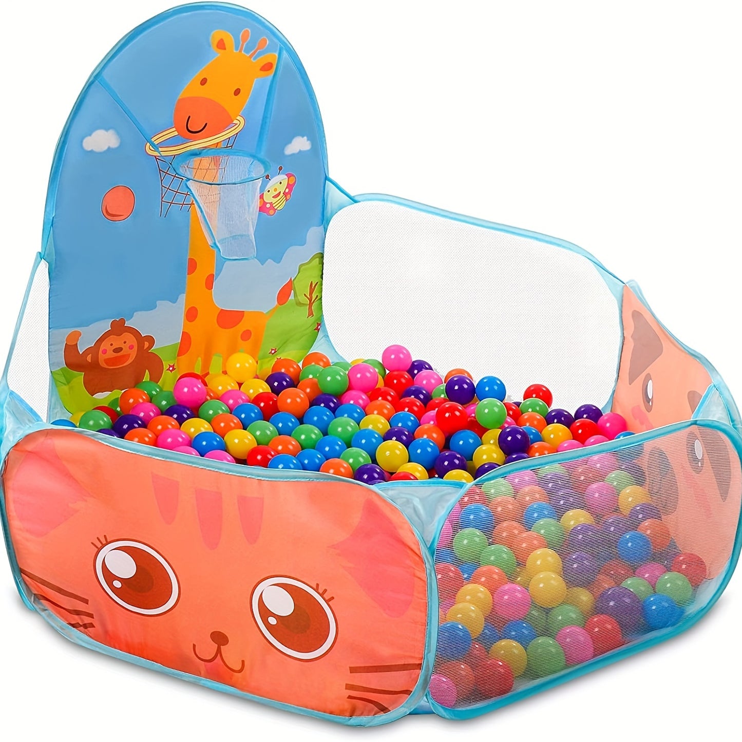 Durable, easy-clean polyester ball pit for indoor/outdoor fun in blue.