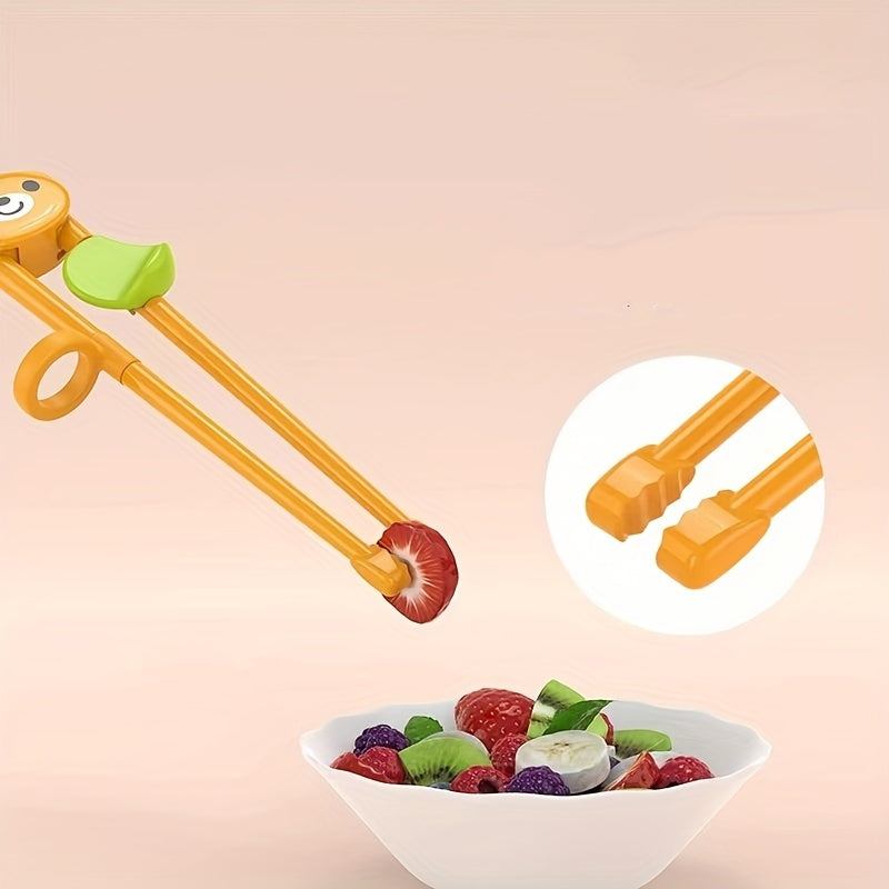 Training chopsticks featuring animals for beginners, in cute cartoon design, kawaii tableware.