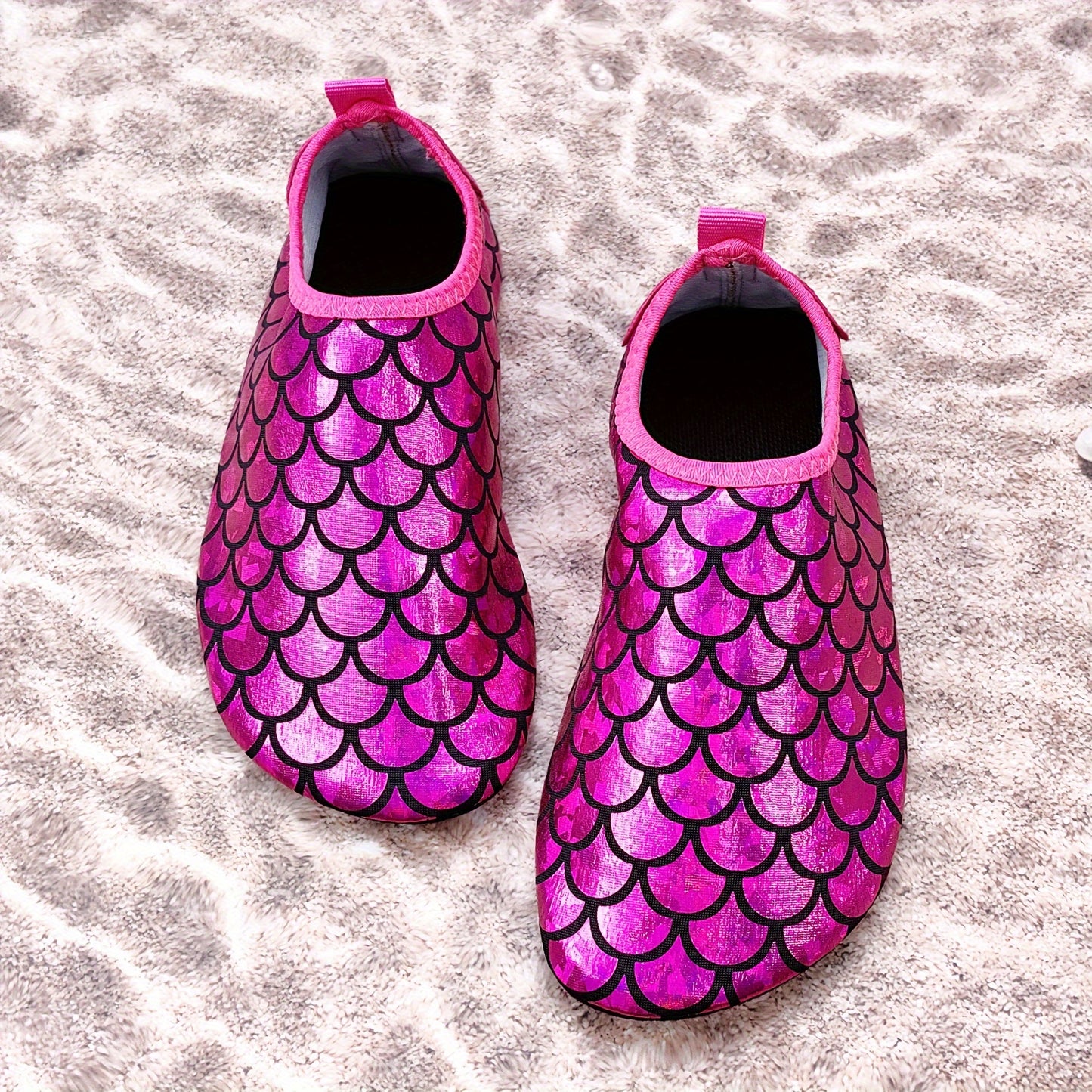 Girls' Mermaid Scale Aqua Socks - Slip-On Footwear for Beach, Pool & Outdoor Activities