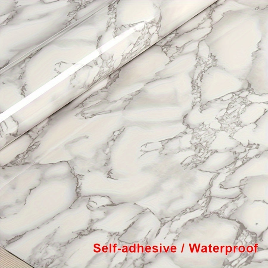 Waterproof Wall Sticker Desktop Sticker with Marble Pattern, Heat and Oil Resistant Cabinet Wallpaper, Self-adhesive Furniture Renovation Sticker for Bathroom and Kitchen, Ideal for Home Decor