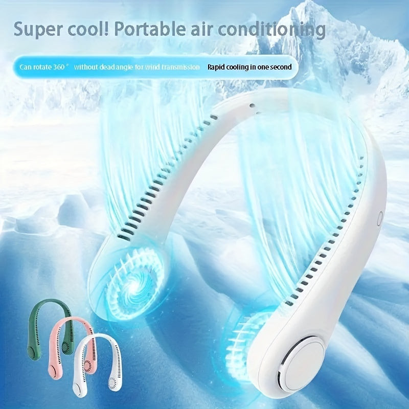 USB Rechargeable Sports Neck Fan - Stay Cool Outdoors with This Portable Cooling Device, Perfect for Summer Activities, Lightweight and Convenient Design