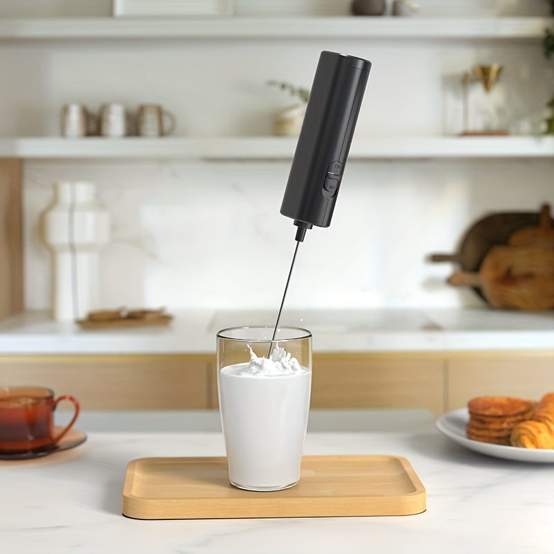 Cheer Moda Electric Milk Frother is a stylish black handheld cream whisk with sleek design. It is battery-operated (AA batteries not included) and perfect for creating coffee and latte art. Dimensions are 3.48cm x 2.24cm x 7.8, made by Cheer Moda.