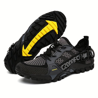 Men's Breathable Knitted Sneakers for Hiking and Climbing in Spring and Summer, Non-Slip and Wear-resistant.