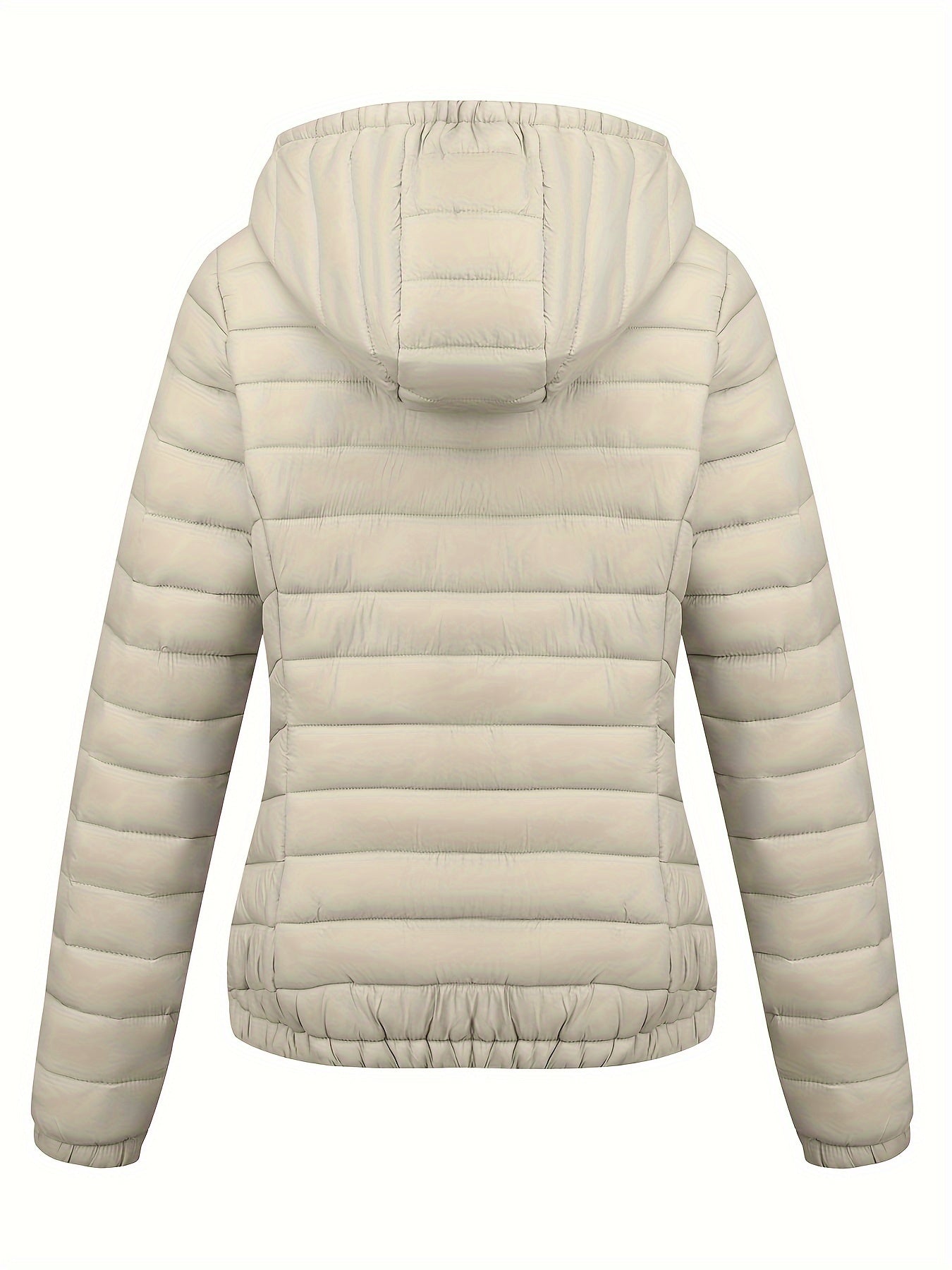 Zip-up Puffy Coat with Slant Pockets for Fall & Winter, Women's Clothing