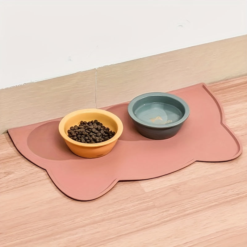 Waterproof silicone mat for pet food, non-slip and easy to clean. Ideal for dogs and cats.