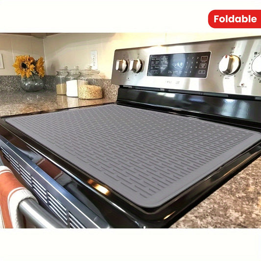 HeatGuard Silicone Stove Top Cover - Protects Ceramic and Glass Cooktops, Foldable and Multipurpose Kitchen Mat for Drying Dishes, BBQ, and Oven Use