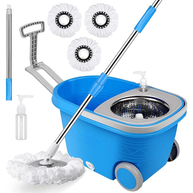 Get the perfect cleaning solution with our 360° Rotating Mop and Bucket Set. This set includes a Squeeze Dryer, 3 Microfiber Heads, and an Adjustable Stainless Steel Handle. It's ideal for cleaning any room in your home - bedroom, bathroom, kitchen, or