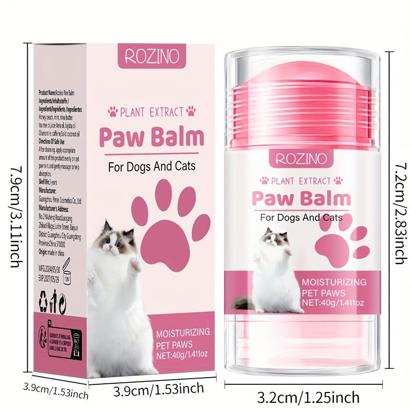 ROZINO Paw Balm - 40g stick for dogs & cats, moisturizing and repairing, soothes dry paws, non-greasy, portable and protective.