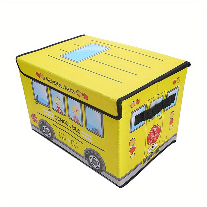 1pc Cartoon Car Storage Box that can be folded and used for office, dormitory, and home storage. It is waterproof and moisture-proof, suitable for storing students' tools, snacks, and