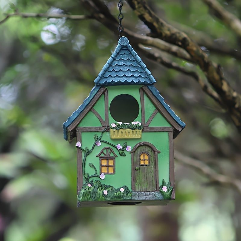 Outdoor hanging bird house suitable for outdoor decoration, hand-painted and rural in style.