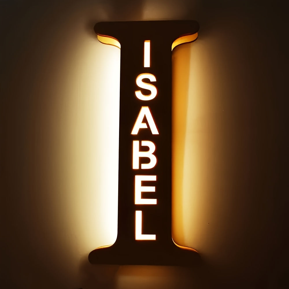 Customize Initial Letter Wall Sconce with Personalized Engraved Name Night Light, Long-Lasting LED, USB Powered, Premium Finish, Perfect Bedroom Decor, Great Holiday, Wedding, Birthday Gift Option