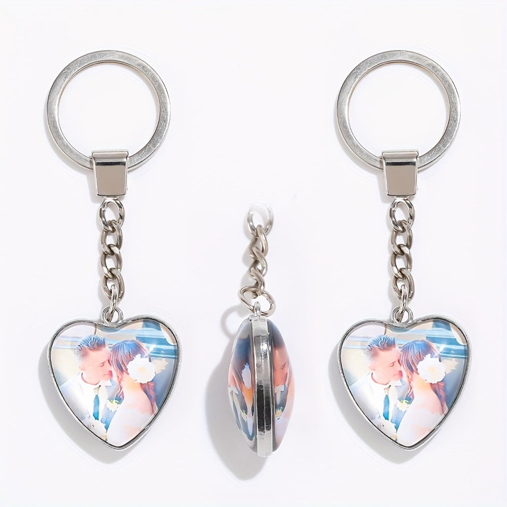 Customize your high-quality love heart keychain with personalized photos, including a wedding dress photo, children's photo, or any other special image. This makes a perfect gift for a loved one on their birthday or any occasion.