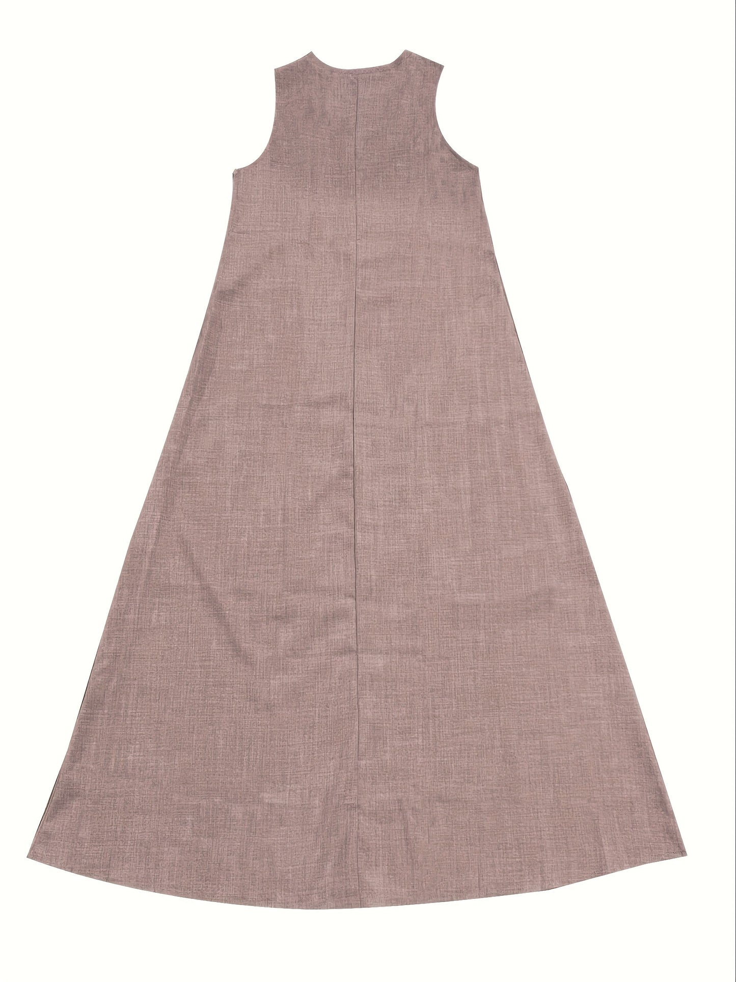 V-Neck Maxi Dress in Solid Color, Sleeveless and Loose Fit for Summer and Spring