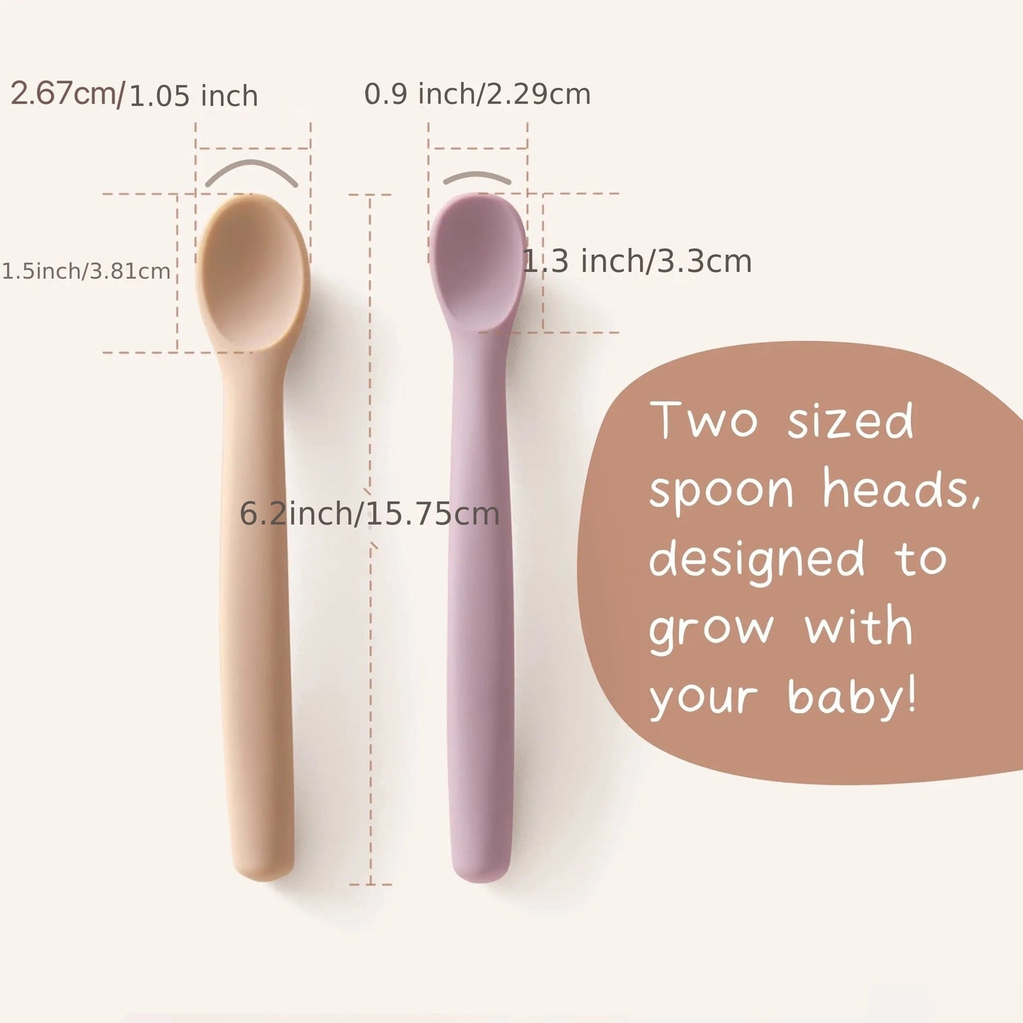 Set of 2 Silicone Feeding Spoons with Soft Tips and Bendable Design for Easy Training, Exceptionally Durable and Chew-Resistant