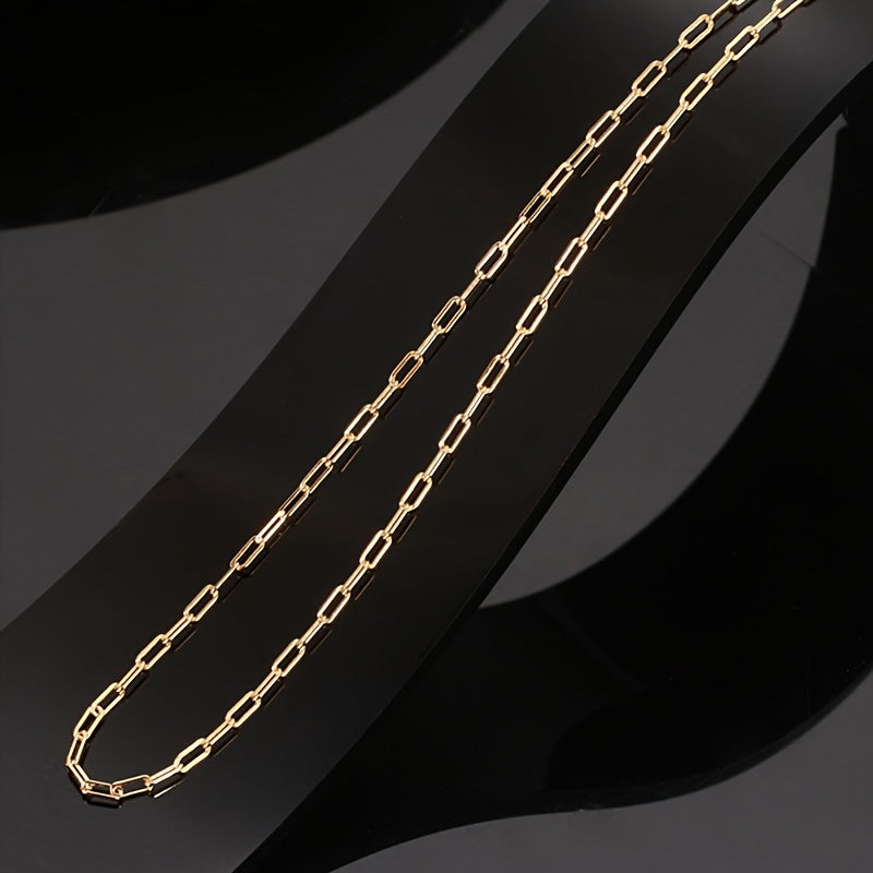 18K Gold Plated Silver Hypoallergenic Paperclip Necklace, Perfect for Summer Stacking. Luxury, Minimalist Style for Graduation Season. Comes in Gift Box, 3.5g/0.12oz.