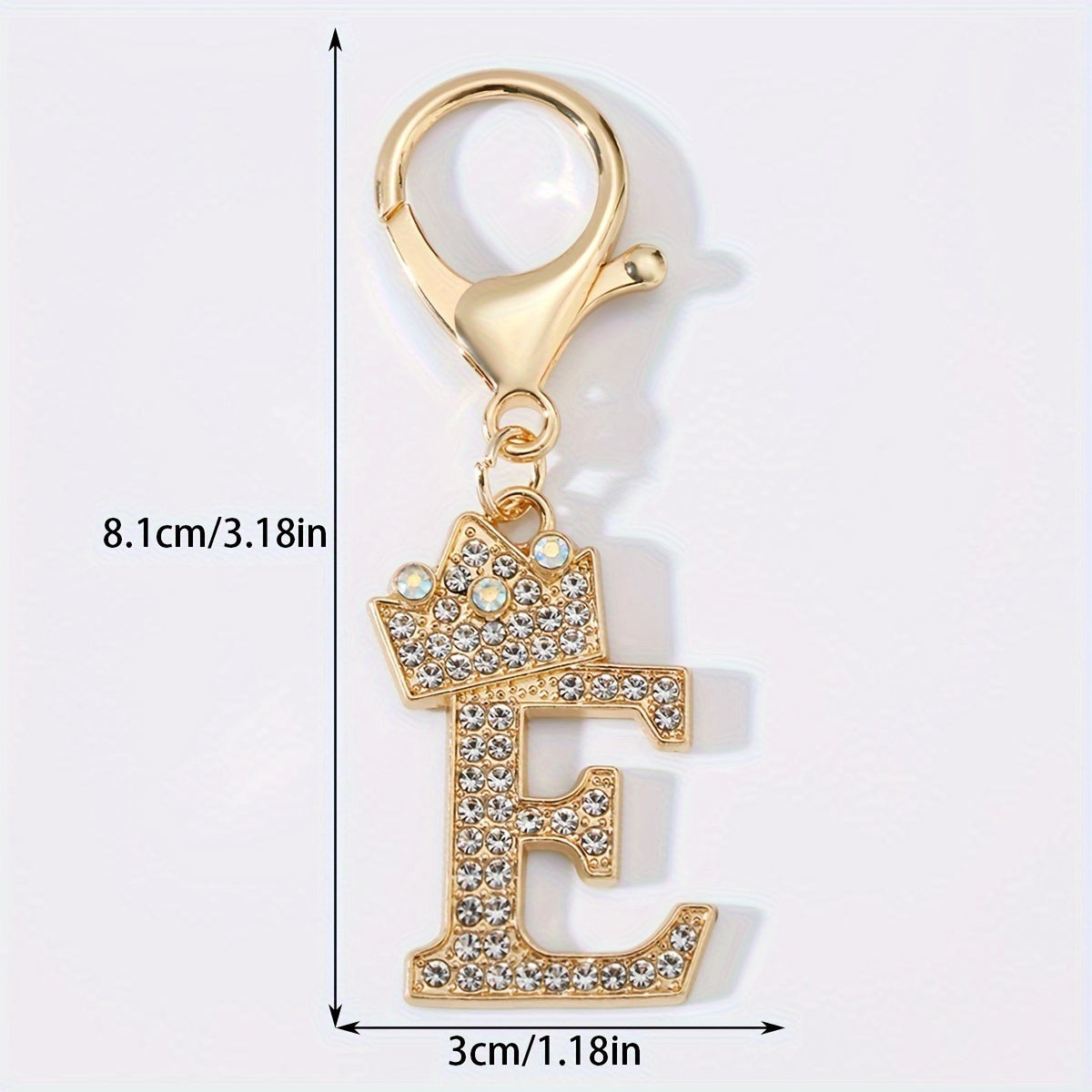 1pc Fashion Zinc Alloy Artificial Diamond Crown 26 English Letters Key Chain for Men, Bag Pendant for Friends.