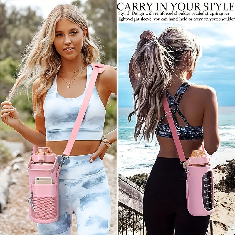 Water bottle with sleeve and straw, 70oz heavy duty leak-proof BPA-free sports bottle. Ideal for hydration, fitness, and gifts.