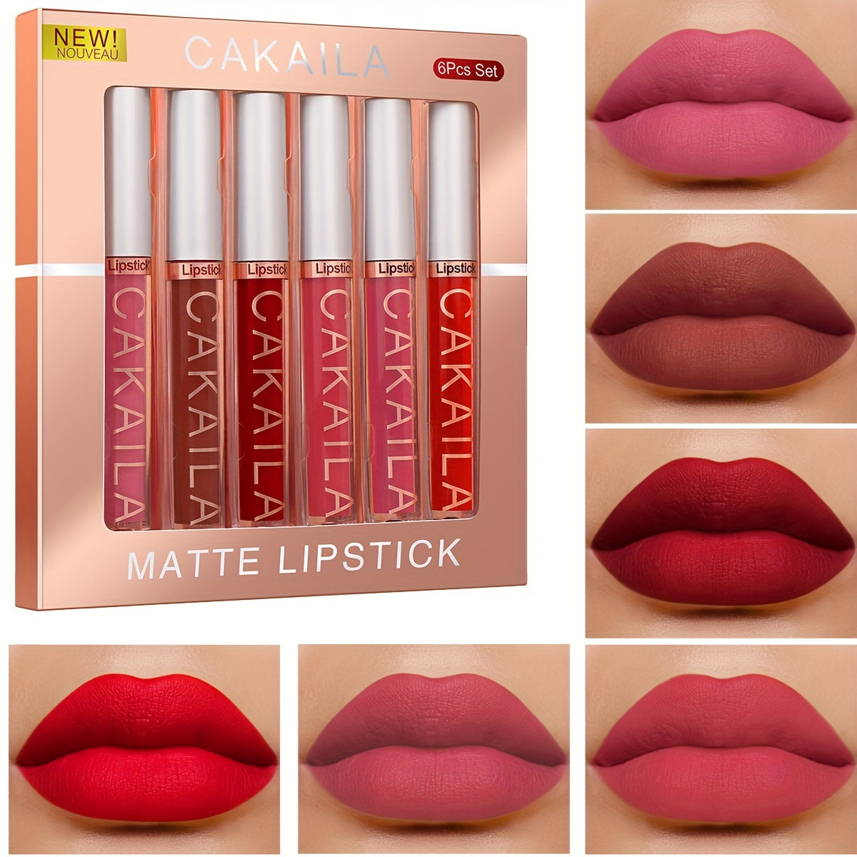 CAKAILA 6-Color long-lasting and waterproof lip gloss set for women.