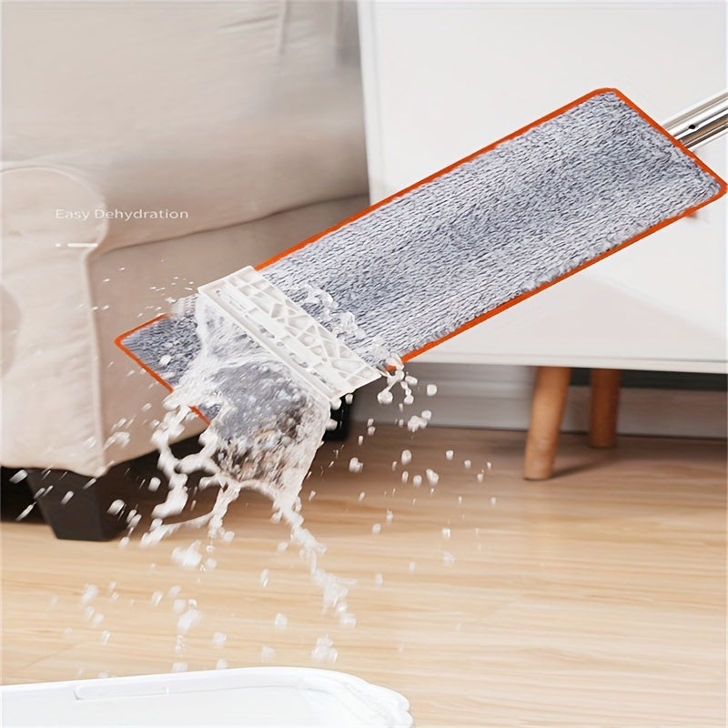 Flat Mop for Home Use - Hands-free, Rotating Design for Dry and Wet Cleaning - Easy to Use Lazy Floor Mop with Water Absorbing, Non-stick Features and Stainless Steel Pole