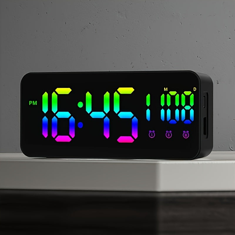 LED Clock Home Decoration with Smart Alarm and Creative Mirror Design