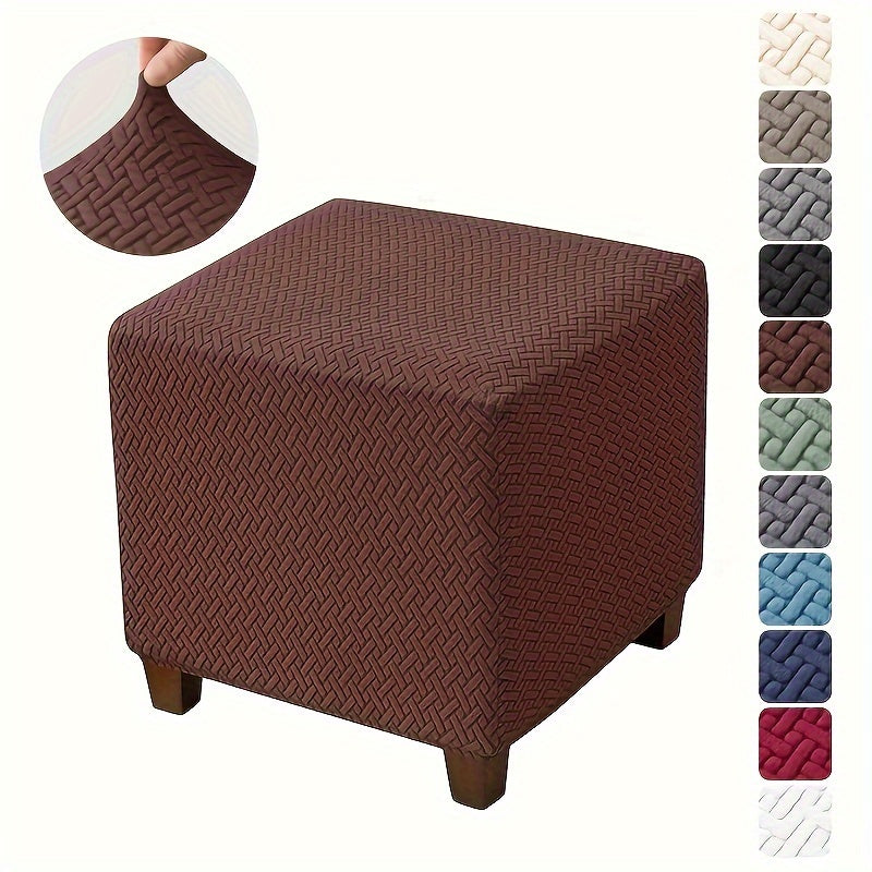 Polyester spandex stool cover with elastic closure, machine washable. Small size.