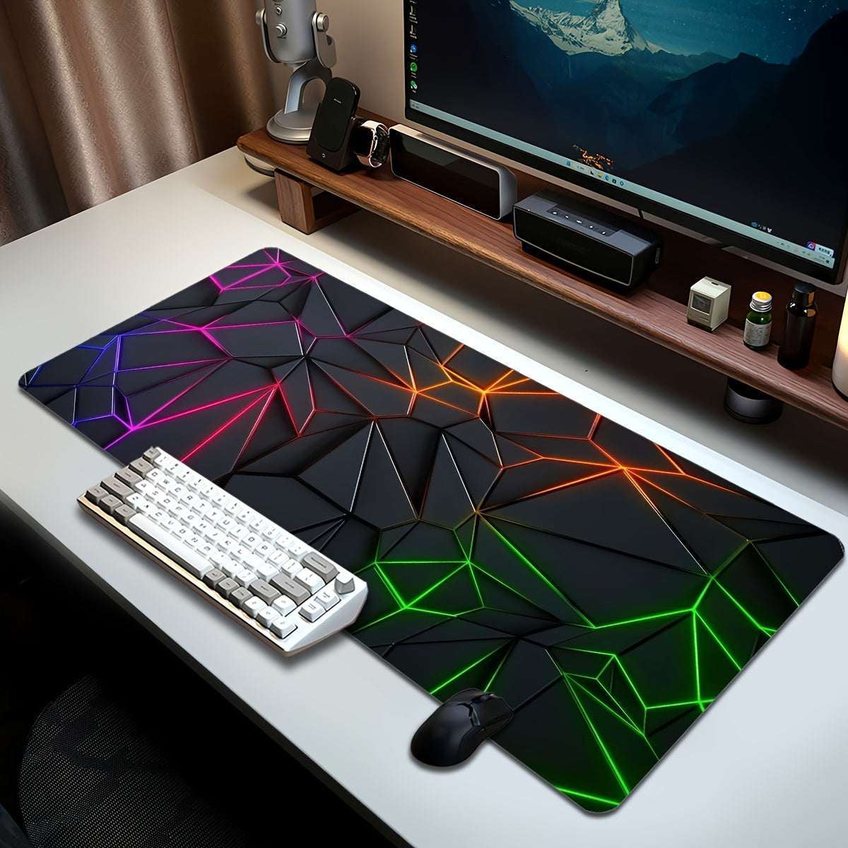 Durable, large, stylish geometric mouse pad for computers and laptops - waterproof, non-slip, perfect for gamers or office use.