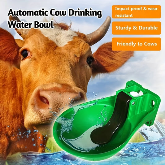 Durable plastic automatic cow and sheep drinking bowl with stainless steel valve for livestock farming.