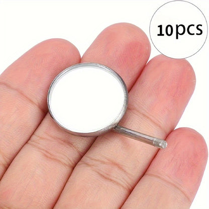 10pcs Stainless Steel Dental Mouth Mirrors for accurate visualization in tight spaces. High-quality glass and durable material make them ideal dental care tools.