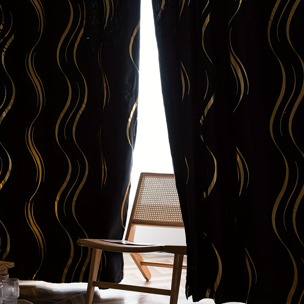 One piece of luxurious golden black blackout curtain, perfect for adding a touch of elegance to your study room, kitchen, living room, dorm room, bedroom, or any other living space. Enhance your room decor and elevate your home decor with this stylish