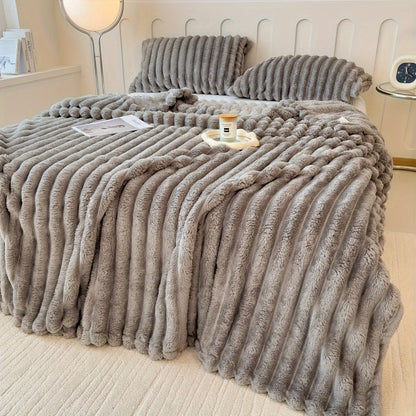 Soft and cozy striped throw blanket with ultra-plush feel - perfect for the bed, couch, or your furry friend - Ideal for all-season comfort and extra warmth during the winter months.