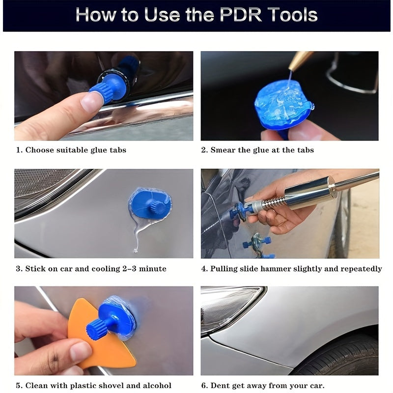 97-piece Dent Repair Tool Kit for paint-free removal of small dents and hail damage with a luxurious 2-in-1 design and EU plug.