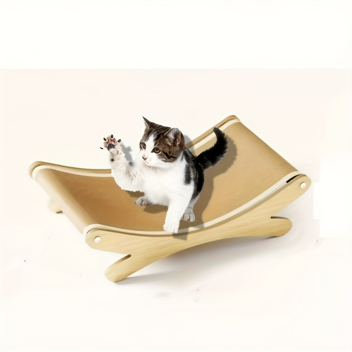 Assembled sisal cat scratching lounge with sturdy wood frame for claw health and relaxation.