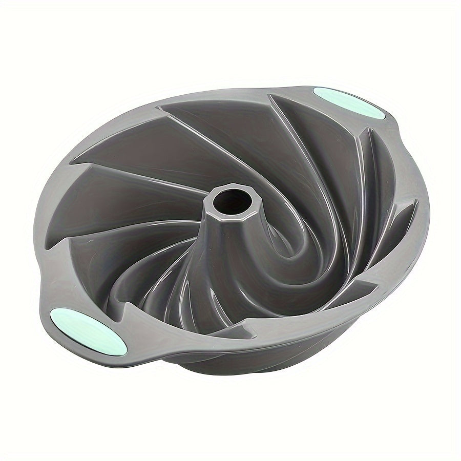 Grey Silicone Bundt Pan, 28.45cm Non-Stick Food Grade Cake Mold, Oven Safe Baking Accessory, Kitchen Supply - 1pc