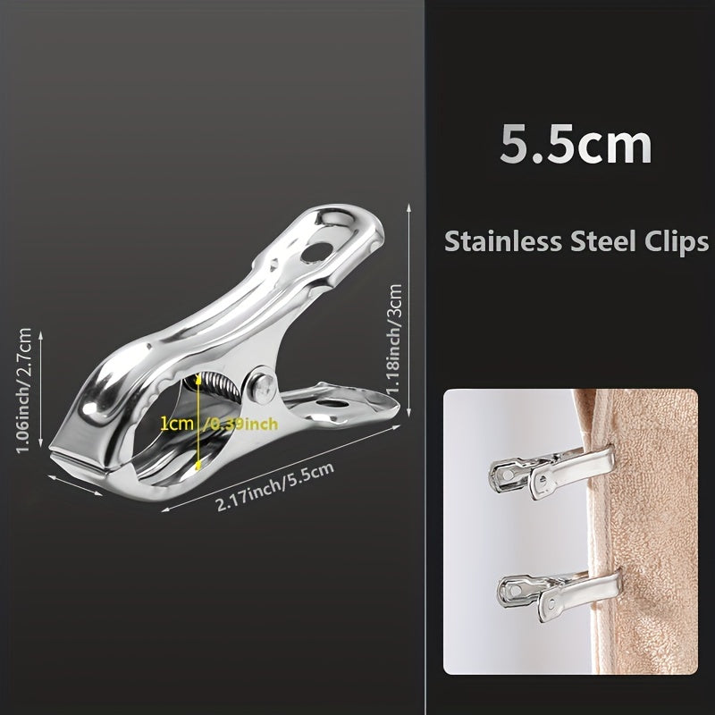 5 pieces/20 pieces of high-quality stainless steel clips, ideal for secure and windproof attachment of clothes when drying quilts. Can also be used as multifunctional rack clip rings.