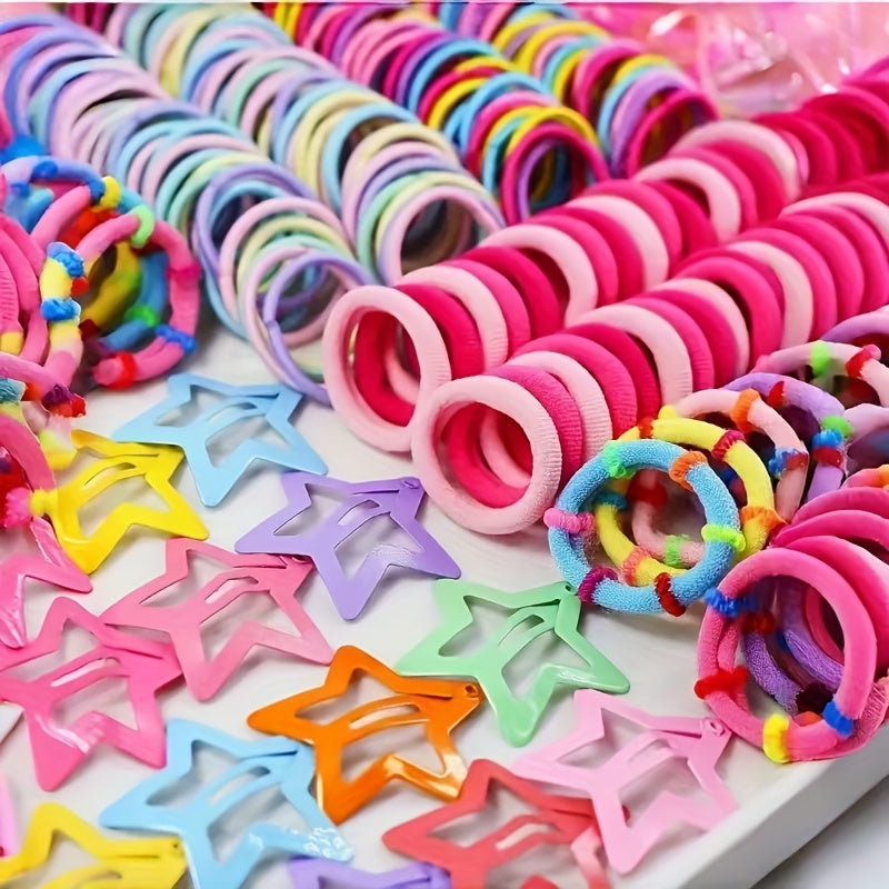 Set of 875 hair accessories with cute star designs, ideal for daily wear or gifting.