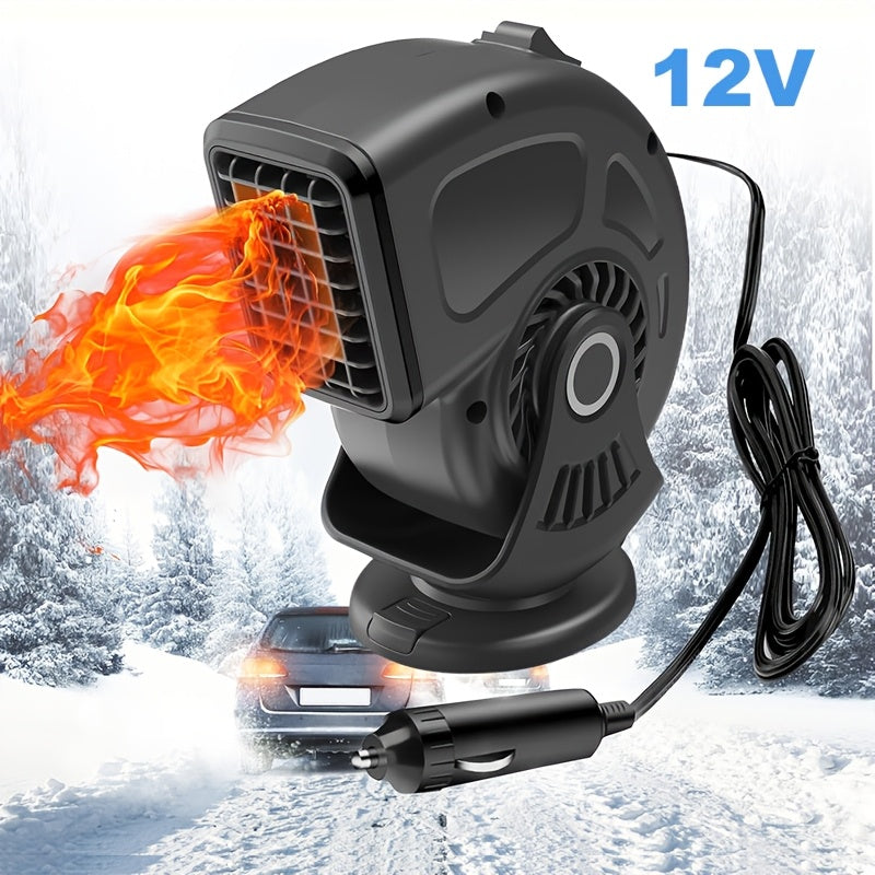 Keep warm during winter drives with the Compact 2-Mode Car Heater & Defroster. This portable device heats up quickly and has an adjustable angle for optimal comfort. With quiet operation and USB power via a cigarette lighter interface, it's perfect for