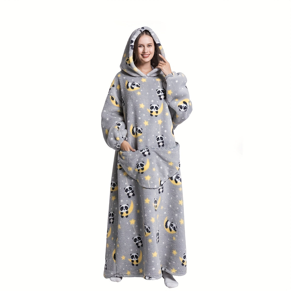 Stay warm and cozy with our 1pc Extra Long Oversized Blanket Hoodie, featuring sleeves and pockets for ultimate comfort. Made of super warm and soft fleece, this giant blanket hoodie is perfect for both women and men.