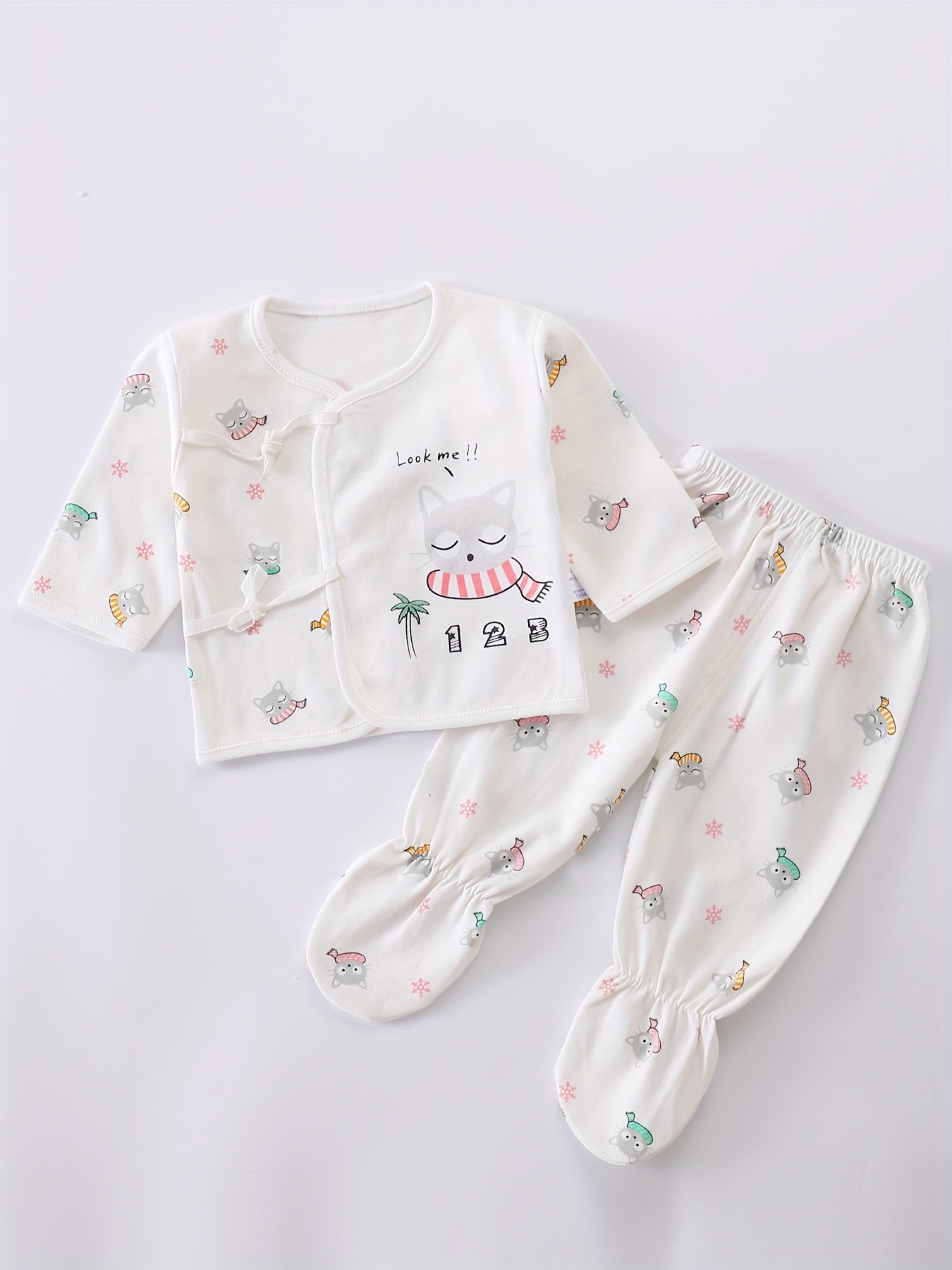 TEEUIEAR 7-piece Kids Outfit Set with Cat Print - Soft Cotton, Ideal for All Seasons and Outdoor Activities