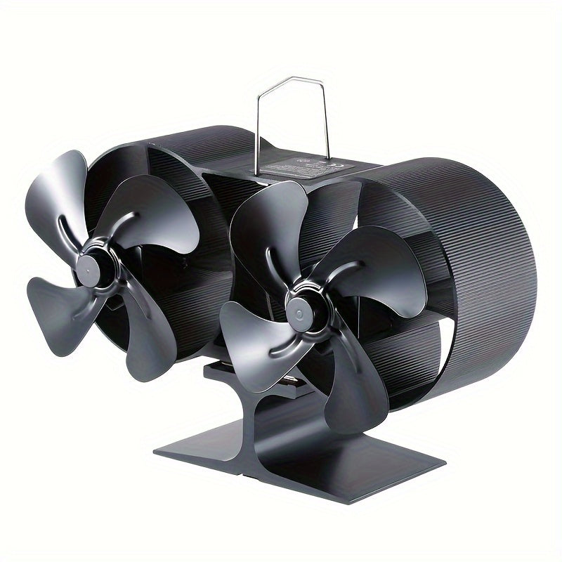 Wood Stove Fan with Dual Motors - 8 Blades, Heat-Powered for Log Burners & Fireplaces, Non-Electric Heating Accessory, Operates Quietly