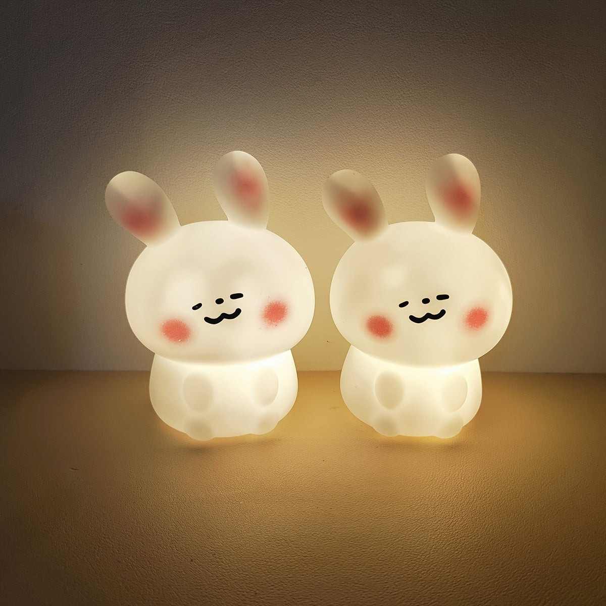 Blush Bunny LED Night Light powered by button batteries, ideal for parties and bedroom decoration gift for friends and family.