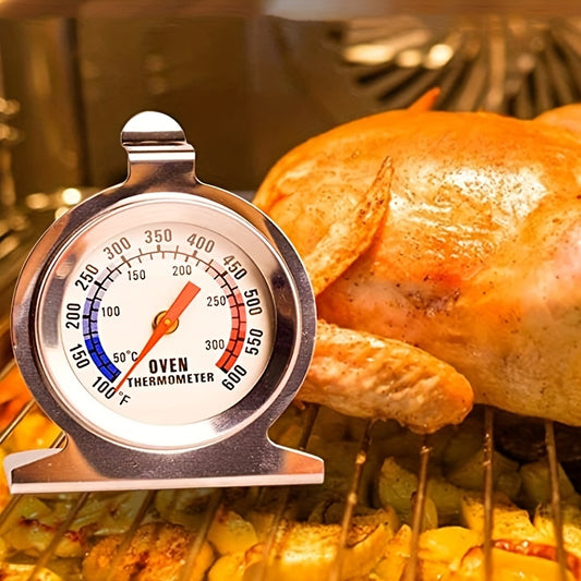 Stainless Steel Oven Thermometer for Electric/Gas Oven, Instant Read, Large Dial (50-300°C/100-600°F) - Ensures Perfectly Cooked Meals