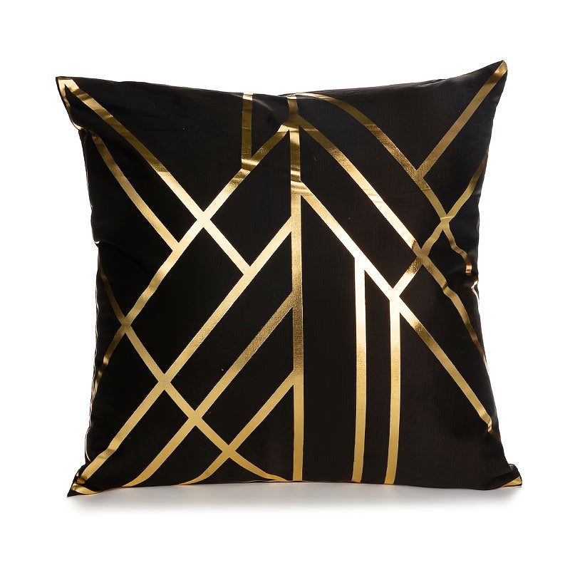 Boho luxury gold plated decorative pillow cover for sofa or bed, cozy modern home decoration, 45.72x45.72 cm.