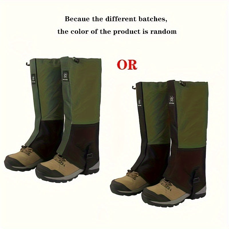 Waterproof snow gaiters for hiking, walking, and mountain climbing with adjustable fit.