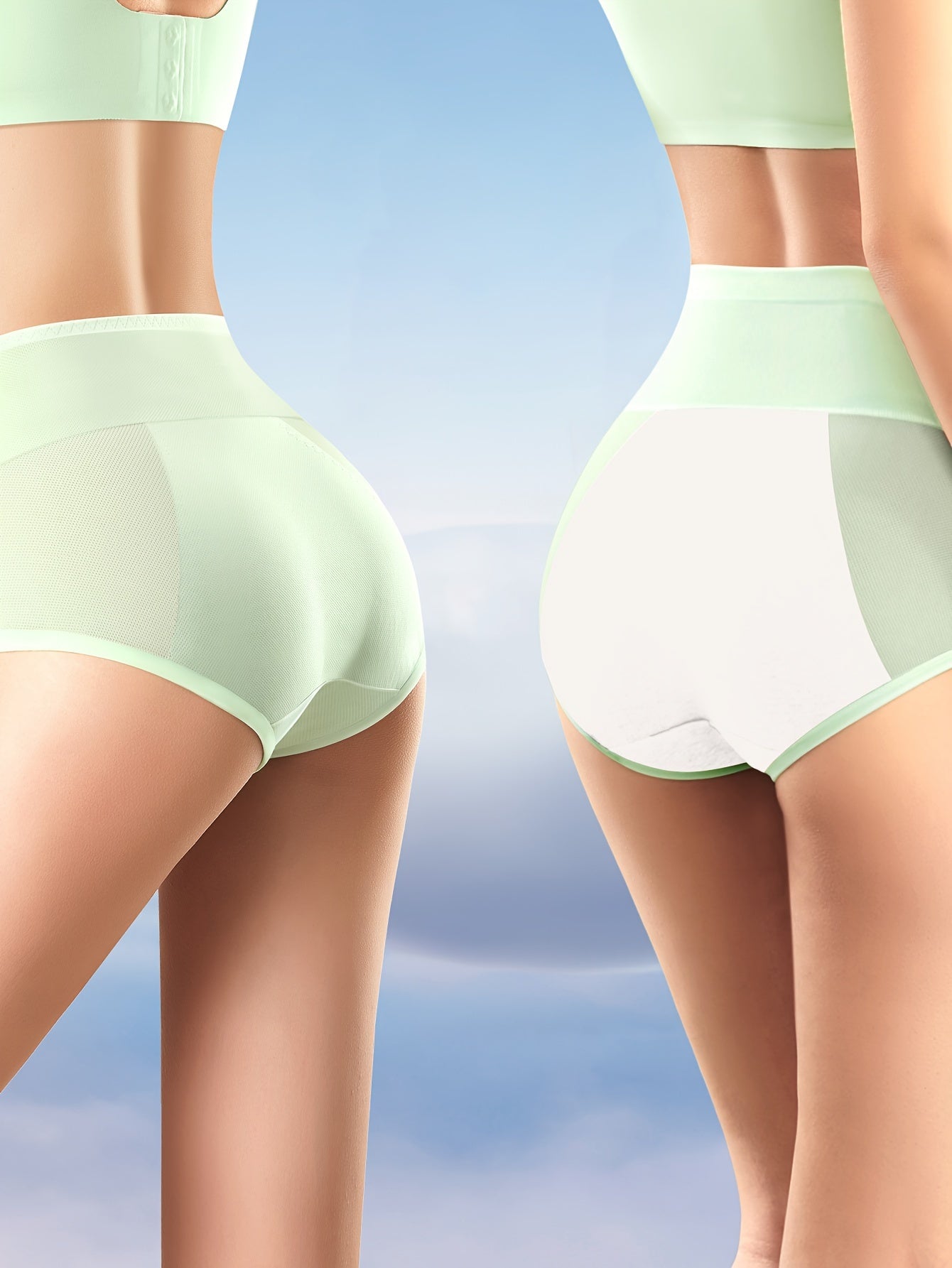 3 breathable ice silky menstrual panties for women feature a leak-proof, comfortable fit for postpartum and physiological needs. Available in black, mint green, and light beige/peach, these