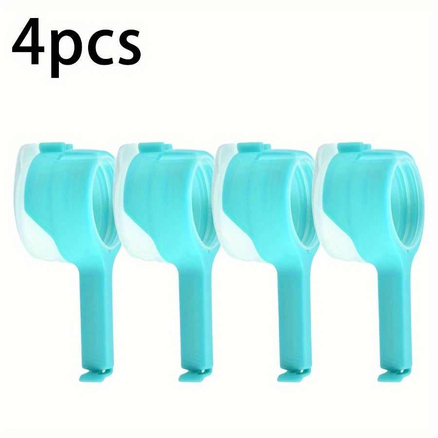 Set of 4 Seal Pour Bag Clips with Spout for Kitchen Storage - Plastic Clamp Sealers for Snack Bags, Cereal, Pasta, and Pantry Organization