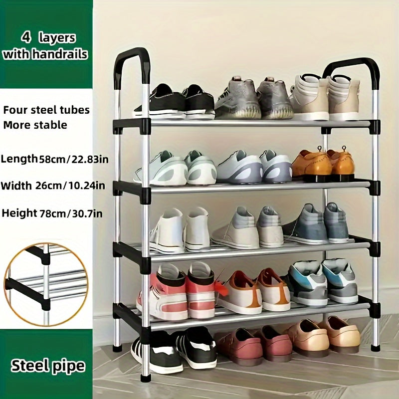 Durable Steel Shoe Rack with Multiple Layers - Spacious Storage, Simple Setup, Ideal for Home and Dorm Organization - Great for Entryway, Bedroom, or Living Room Use