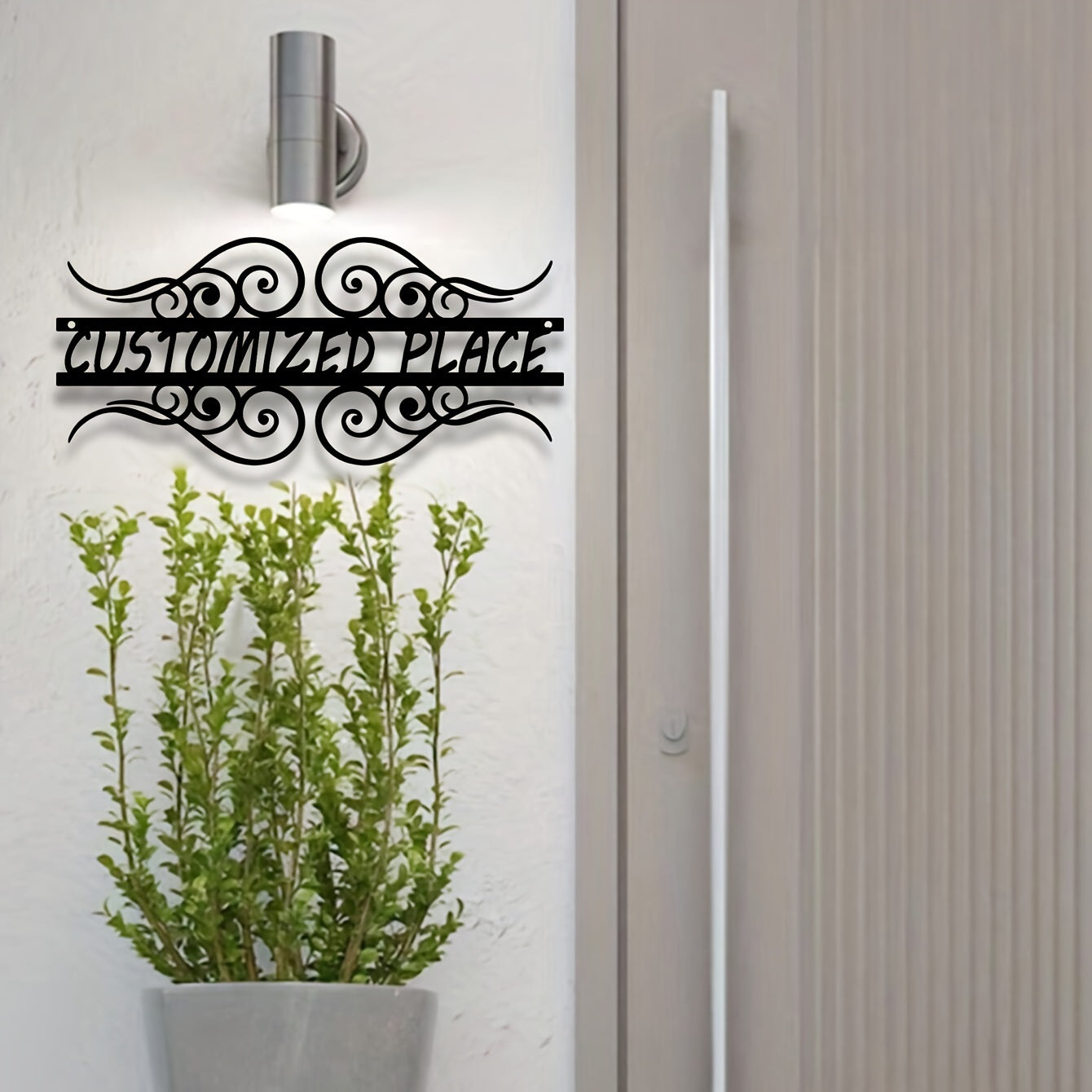 Decorative Welcome Sign Door Hanger in Black Iron, Customizable Metal Entryway Art, 1pc. Perfect for Porch Decor and Home Address Plaque. Suitable for Ages 14 and Up.