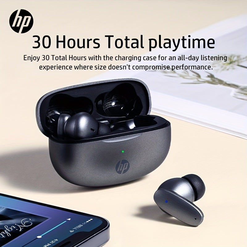 HP Wireless Earbuds with Deep Bass Sound, Lightweight BT Earphones with Mic for Calling, Premium Sound Connection, Charging Case.