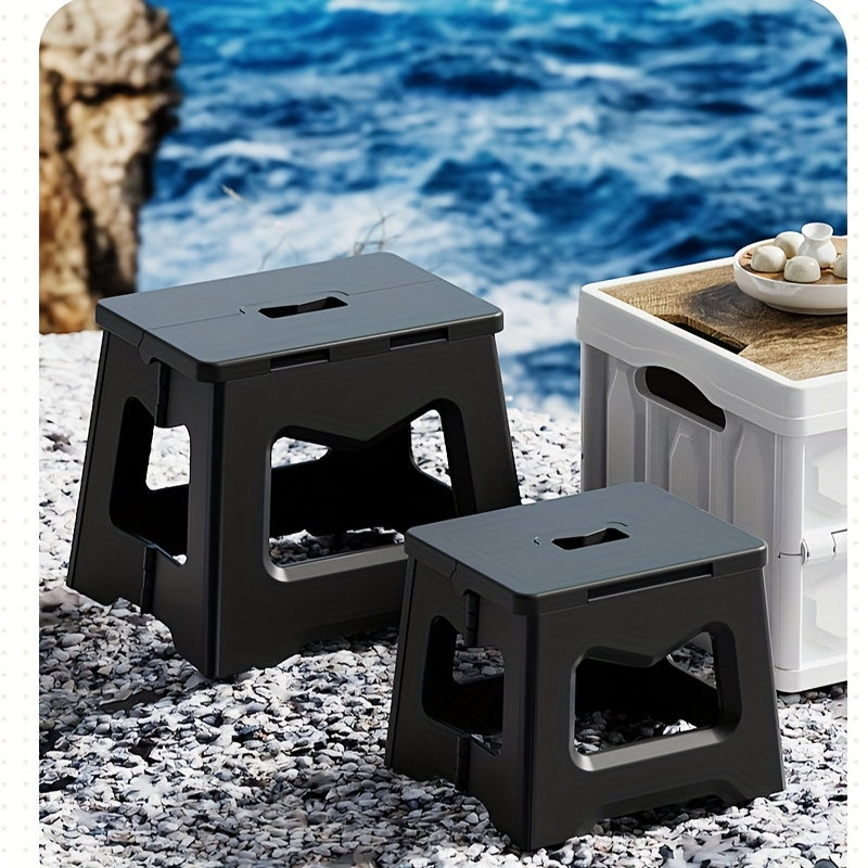 Versatile Folding Plastic Stools - Square, Convenient Foldable Step Stool for Kitchen, Bathroom, Study, Living Room - Sturdy, Compact, Ready to Use, Perfect for Fishing, Camping, Picnic